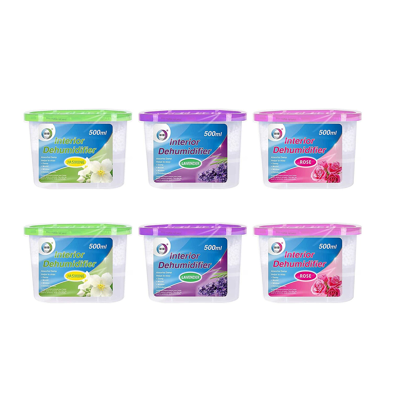 Set of 6 Scented Interior Dehumidifiers (500 ml each)