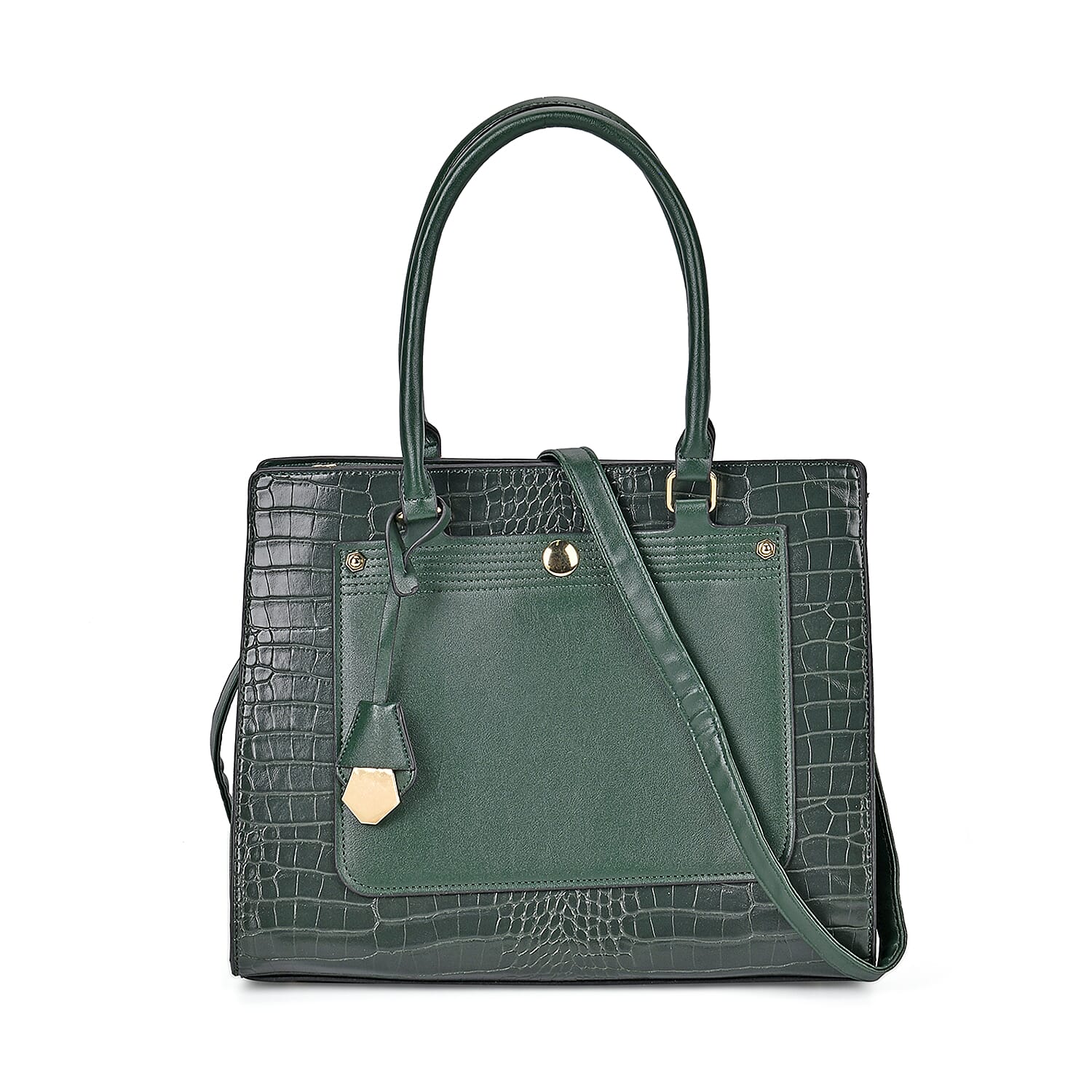 PU Crocodile Crossbody Bag  - Olive