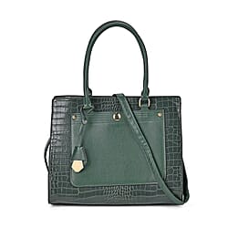 Leather Look Crocodile Crossbody Bag (Size 35x12x25 cm) - Black