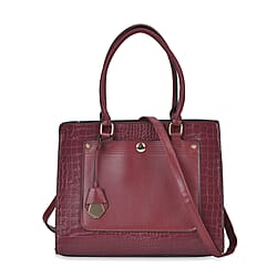 Leather Look Crocodile Crossbody Bag (Size 35x12x25 cm) - Black