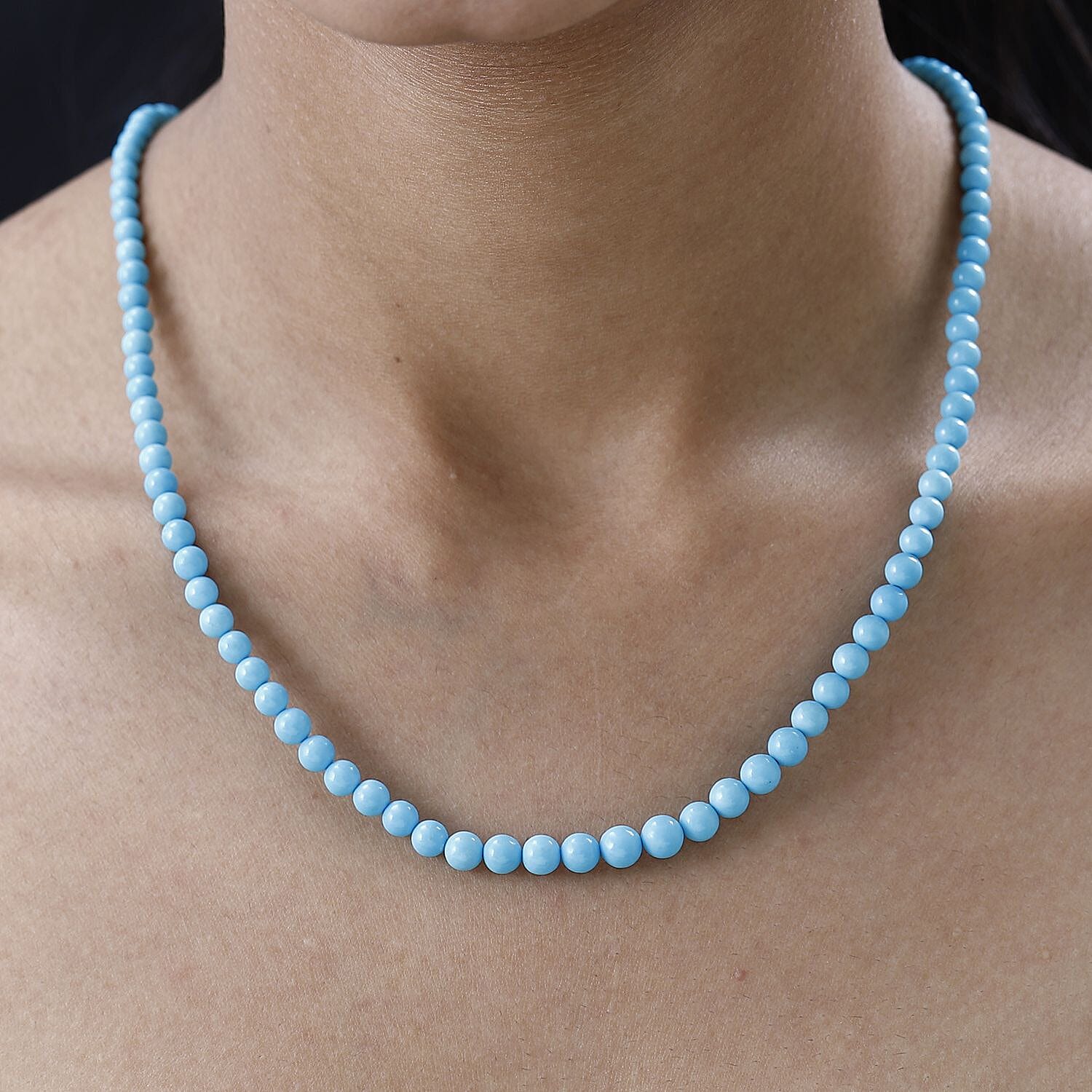 Tucson Special One Time Deal- 950 Platinum Arizona Sleeping Beauty Turquoise Necklace (Size - 20) 80.90 Ct.