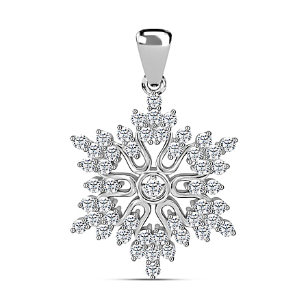 NY Closeout - Cubic Zirconia Snowflake Pendant in Rhodium Overlay Sterling Silver 2.51 Ct.