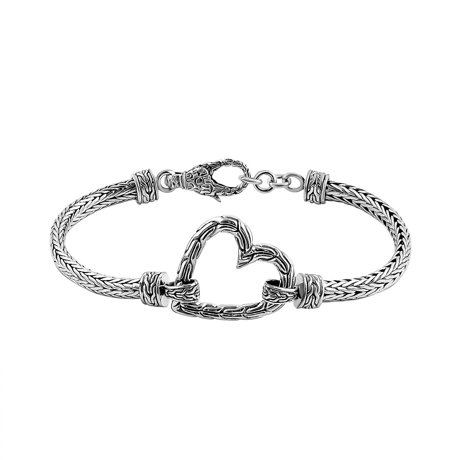 Royal Bali Collection Sterling Silver Heart Bracelet Size 7