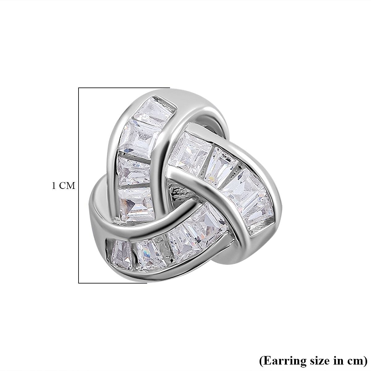 Cubic Zirconia Knot Stud Earrings in Rhodium Overlay Sterling Silver