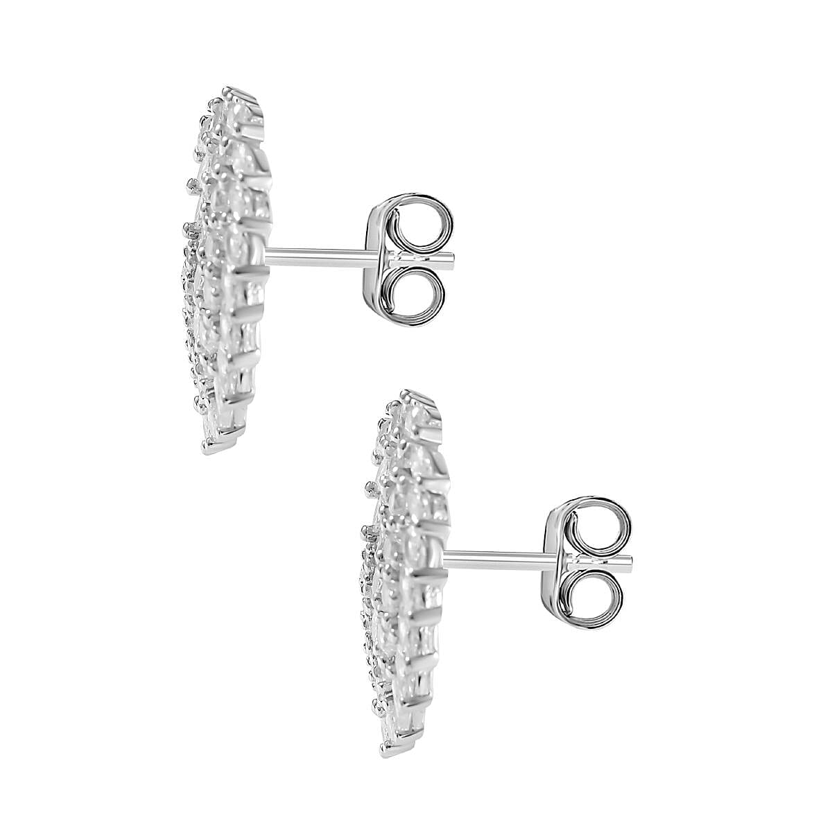 Cubic Zirconia Angel Wing Earrings in Rhodium Overlay Sterling Silver