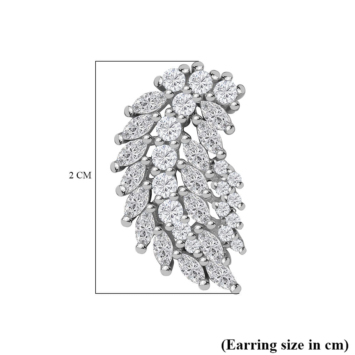 Cubic Zirconia Angel Wing Earrings in Rhodium Overlay Sterling Silver