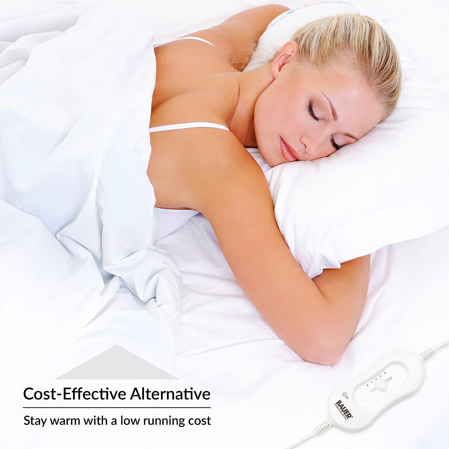 Bauer Electric Under Blanket (Size UK Double) with Overheat Protection & 3 Heat Settings (Voltage 220-240 V) - White Bauer Electric Under Blanket (Size UK Double) with Overheat Protection & 3 Heat Settings (Voltage 220-240 V) - White