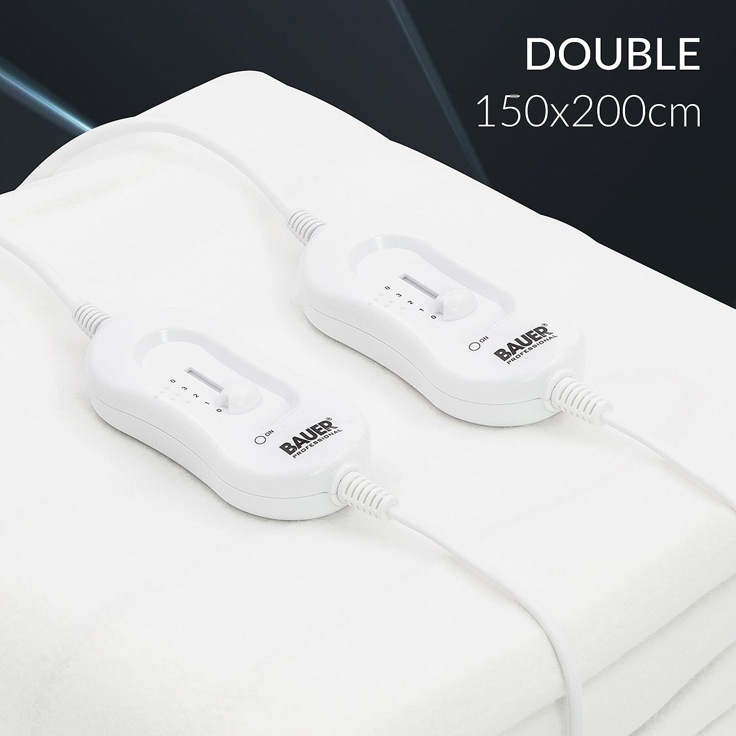 Bauer Electric Under Blanket (Size UK Superking) with Overheat Protection & 3 Heat Settings (Voltage 220-240 V) - Off White