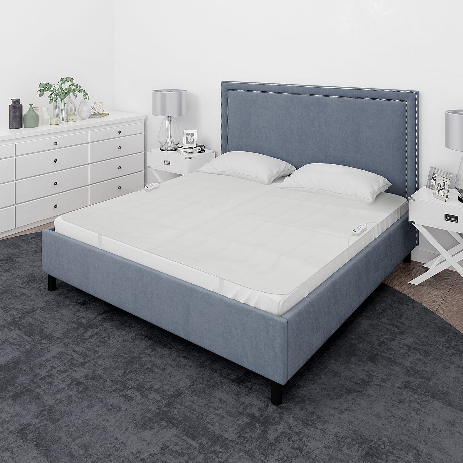 Bauer Electric Under Blanket (Size UK Superking) with Overheat Protection & 3 Heat Settings (Voltage 220-240 V) - Off White