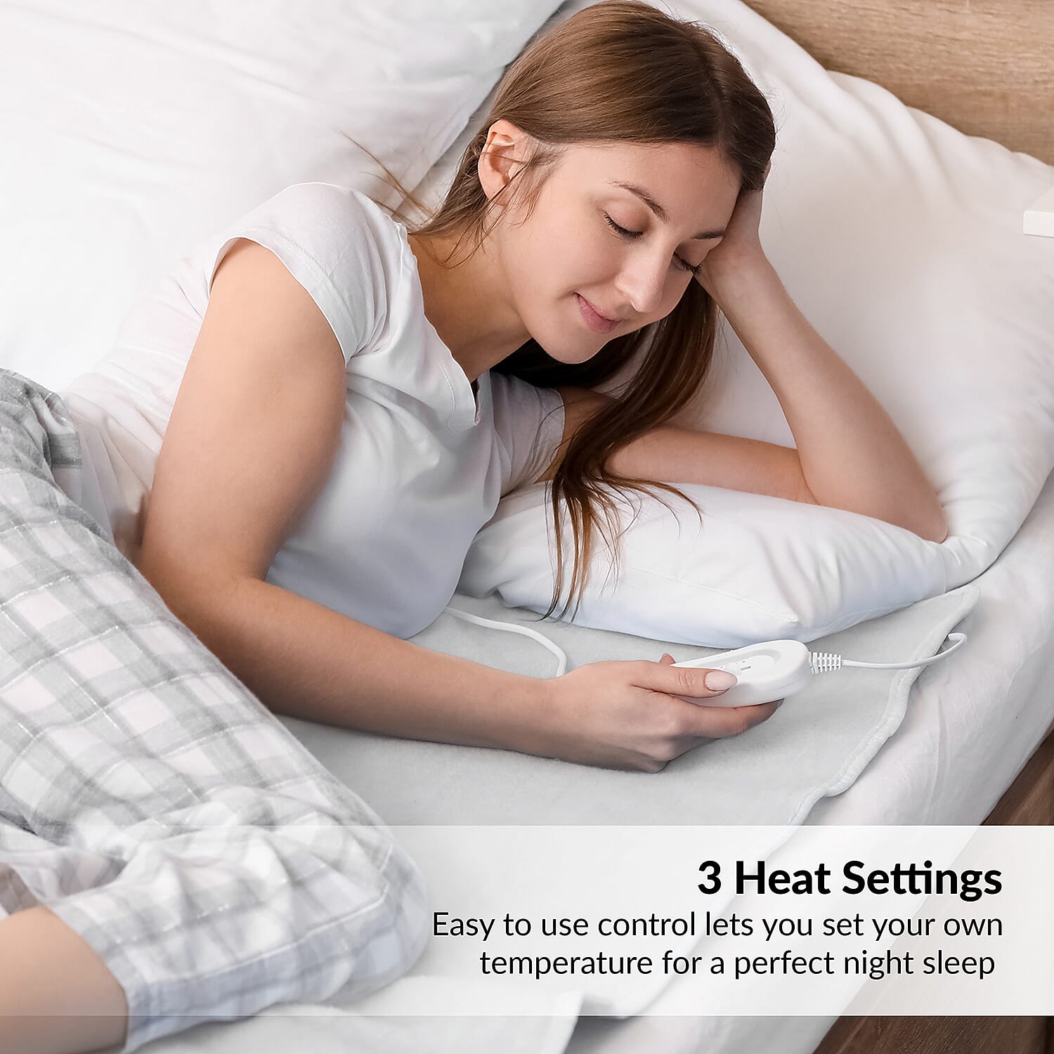 Bauer Electric Under Blanket (Size UK Superking) with Overheat Protection & 3 Heat Settings (Voltage 220-240 V) - Off White
