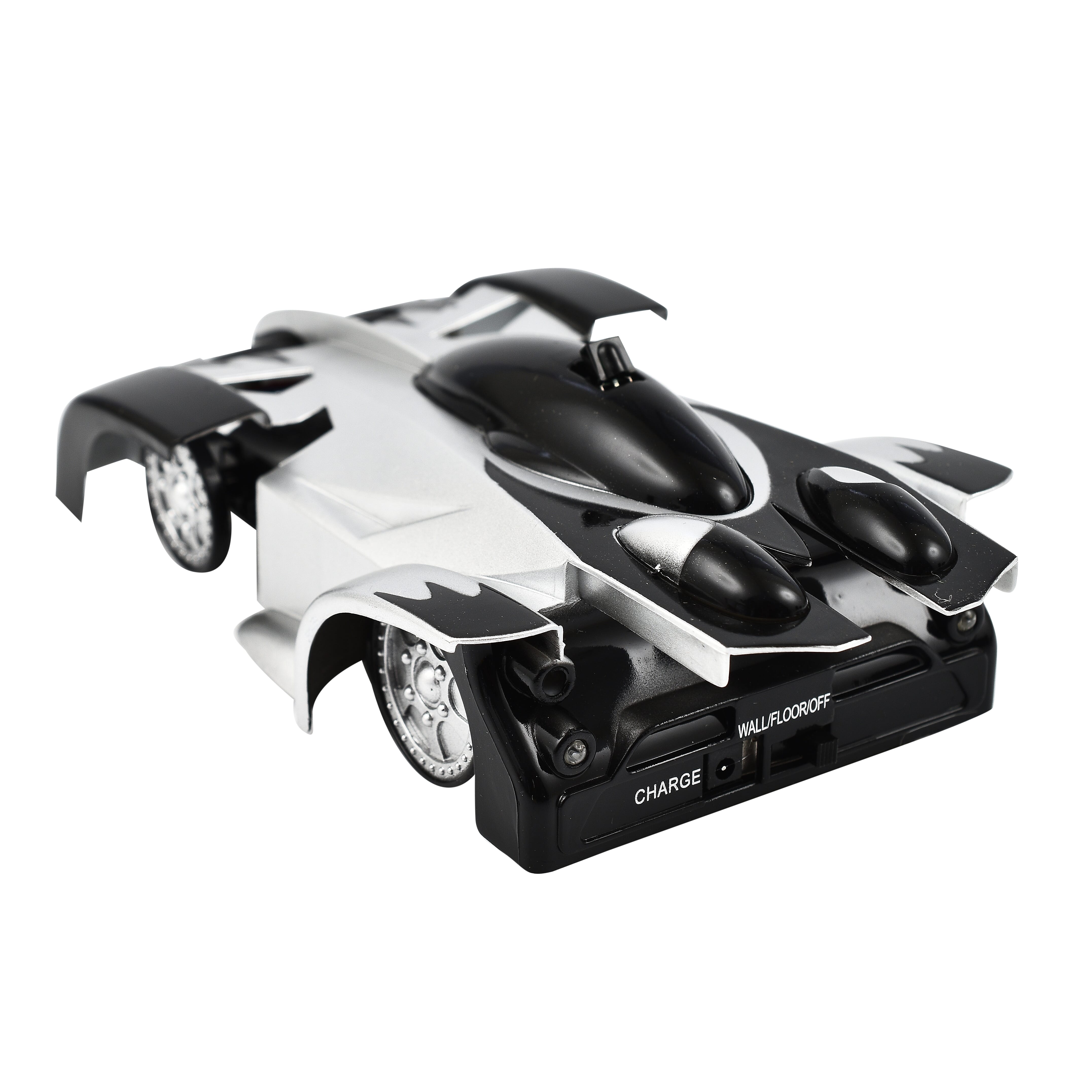 CHENBAI Remote Control Rechargeable Wall Climbing Toy Car with 360 Degree Rotation & LED Lights - Black & White
