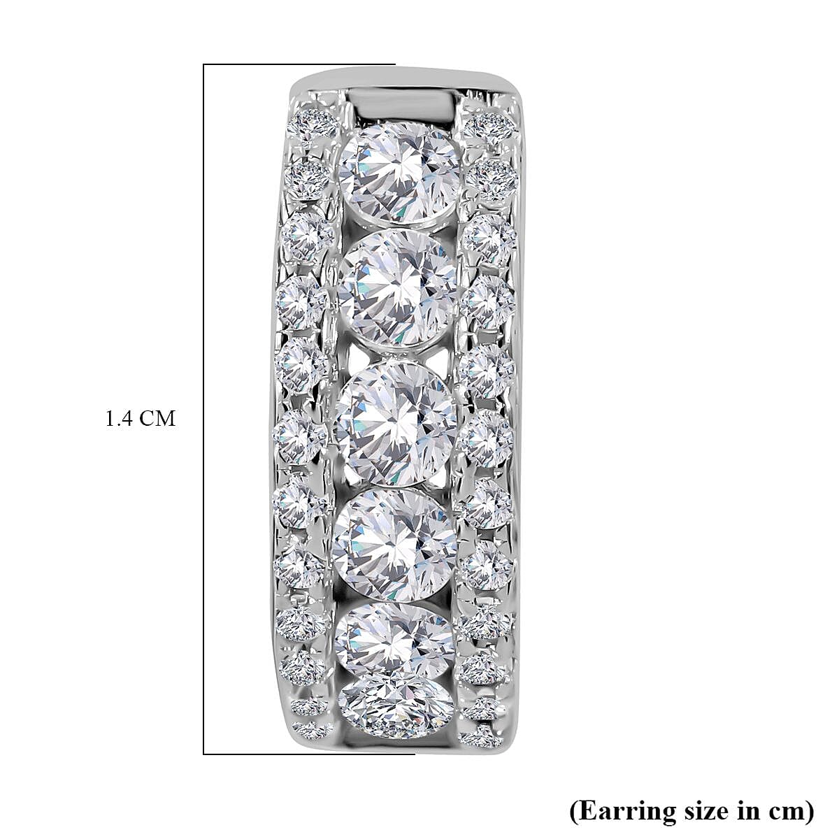 Cubic Zirconia Half-Eternity Hoop Earrings in Rhodium Overlay Sterling Silver