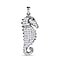 Cubic Zirconia Turtle Pendant in Rhodium Overlay Sterling Silver