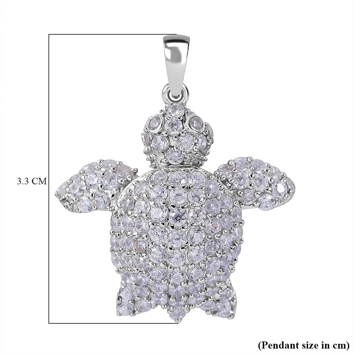 Cubic Zirconia Turtle Pendant in Rhodium Overlay Sterling Silver