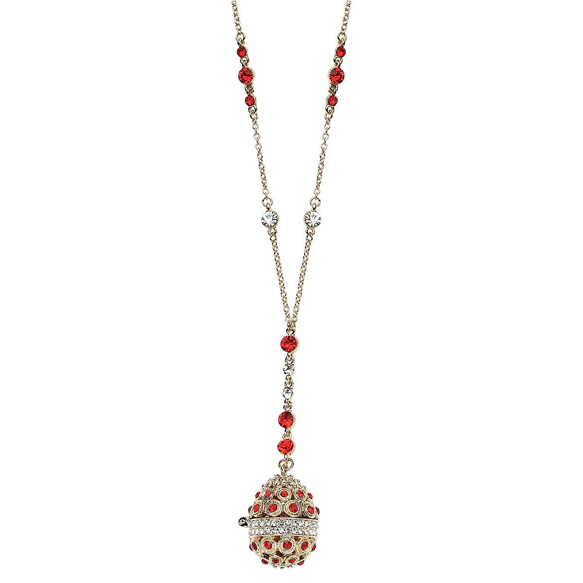 Red & White Austrian Crystal Necklace (Size - 24 with 2 Ext)