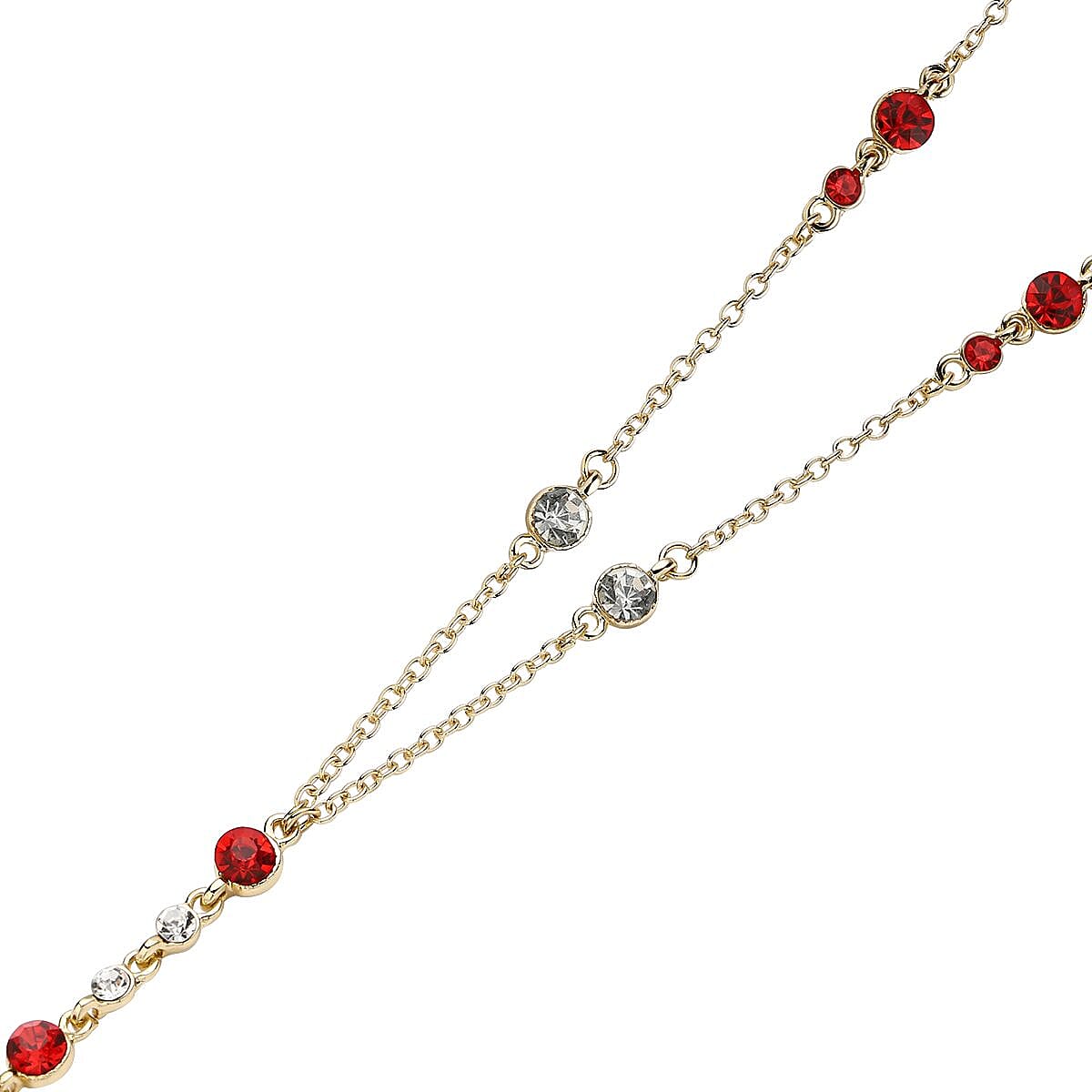 Red & White Austrian Crystal Necklace (Size - 24 with 2 Ext)