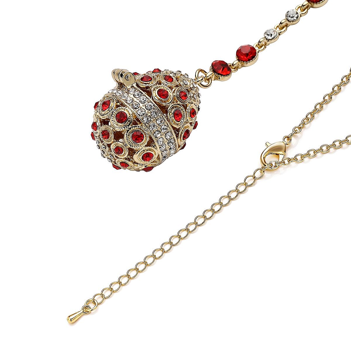 Red & White Austrian Crystal Necklace (Size - 24 with 2 Ext)