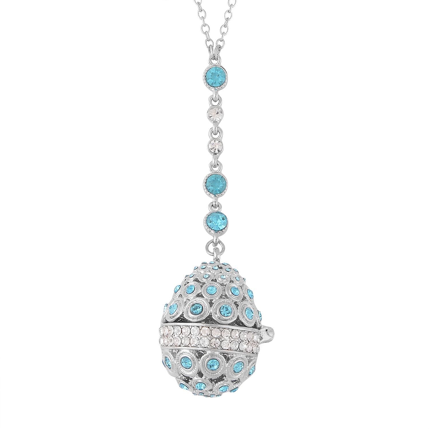 Blue & White Austrian Crystal Necklace (Size - 24 with 2 Ext)