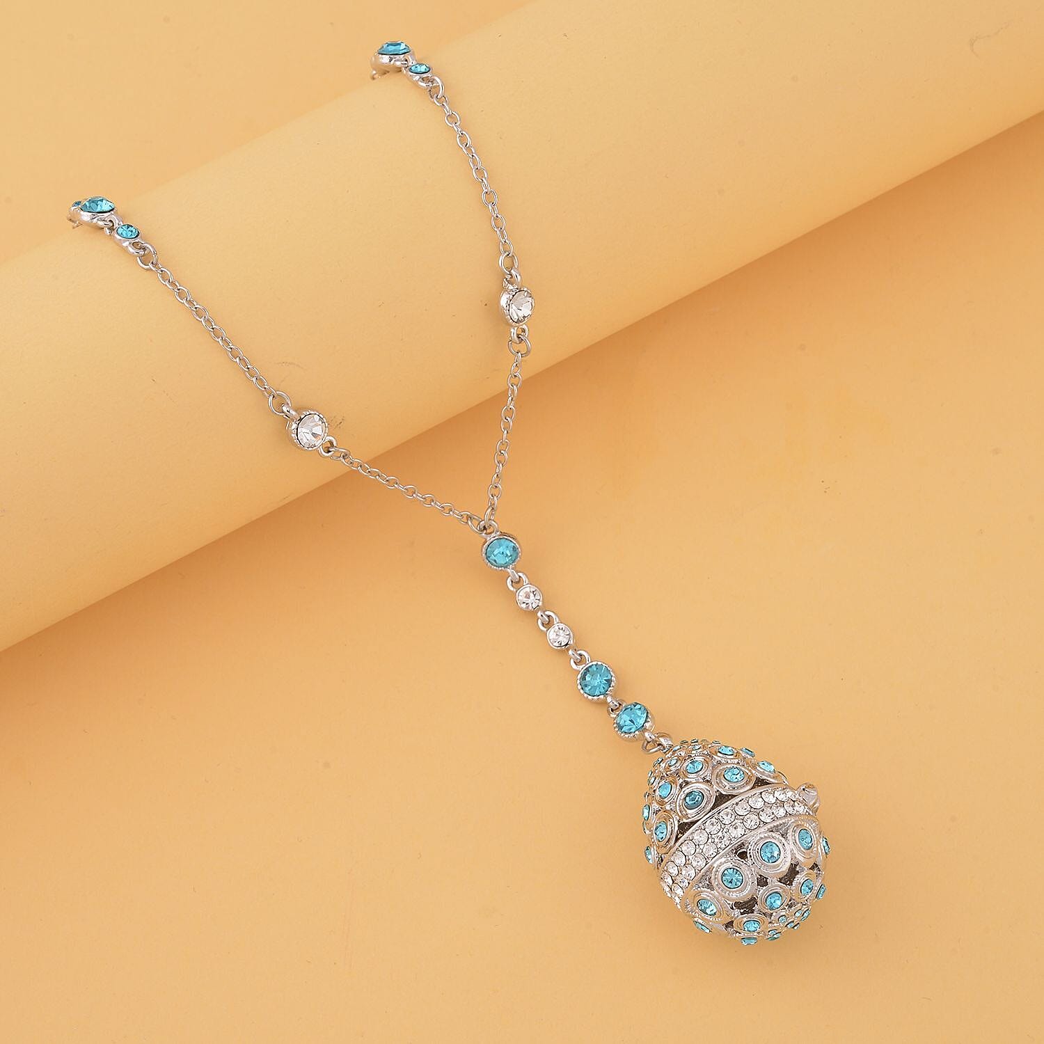 Blue & White Austrian Crystal Necklace (Size - 24 with 2 Ext)