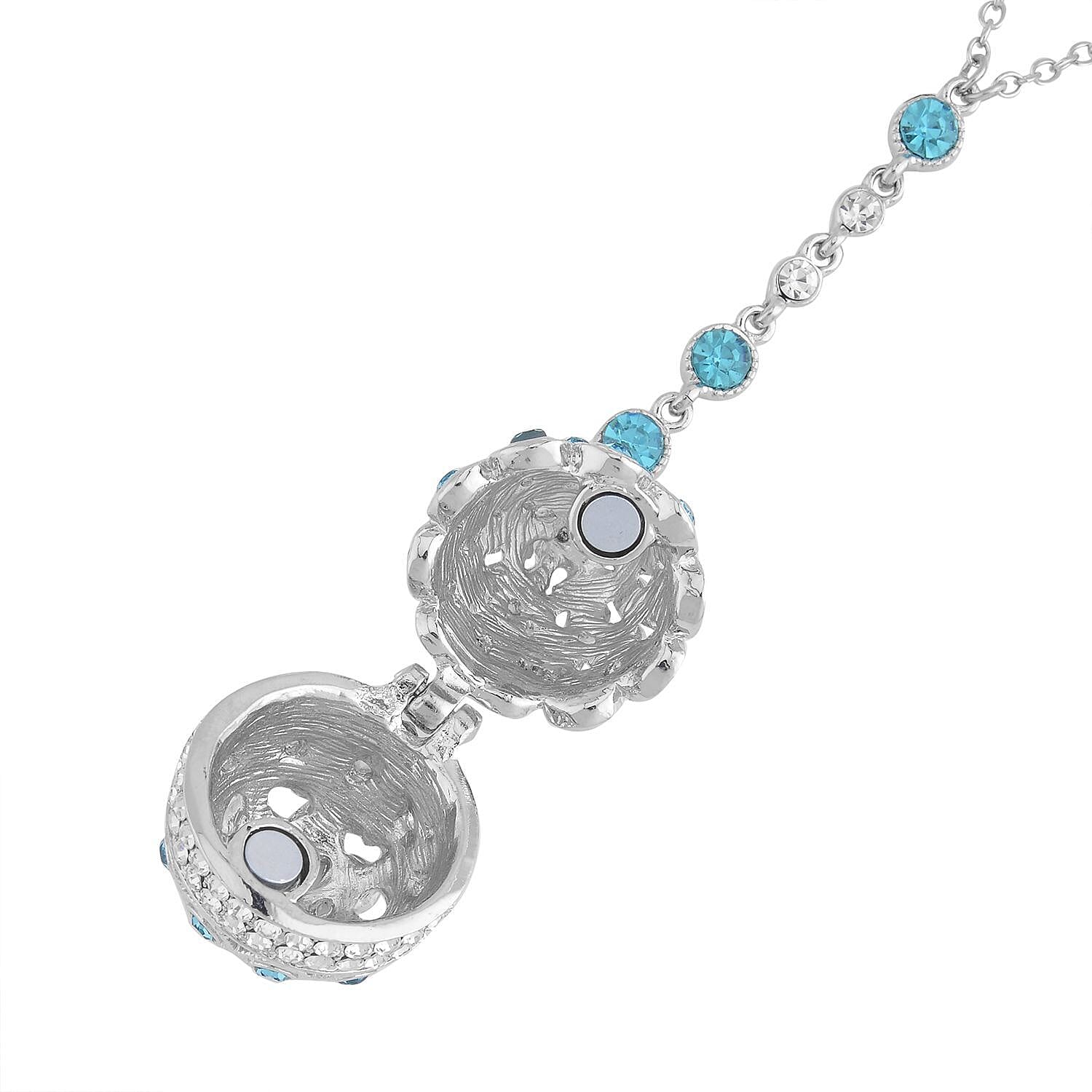 Blue & White Austrian Crystal Necklace (Size - 24 with 2 Ext)