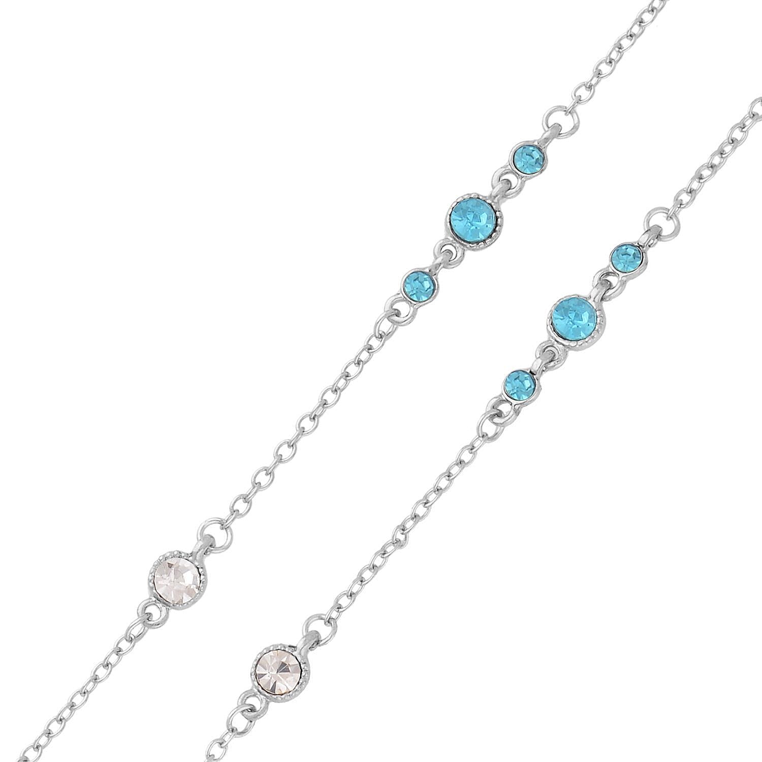 Blue & White Austrian Crystal Necklace (Size - 24 with 2 Ext)