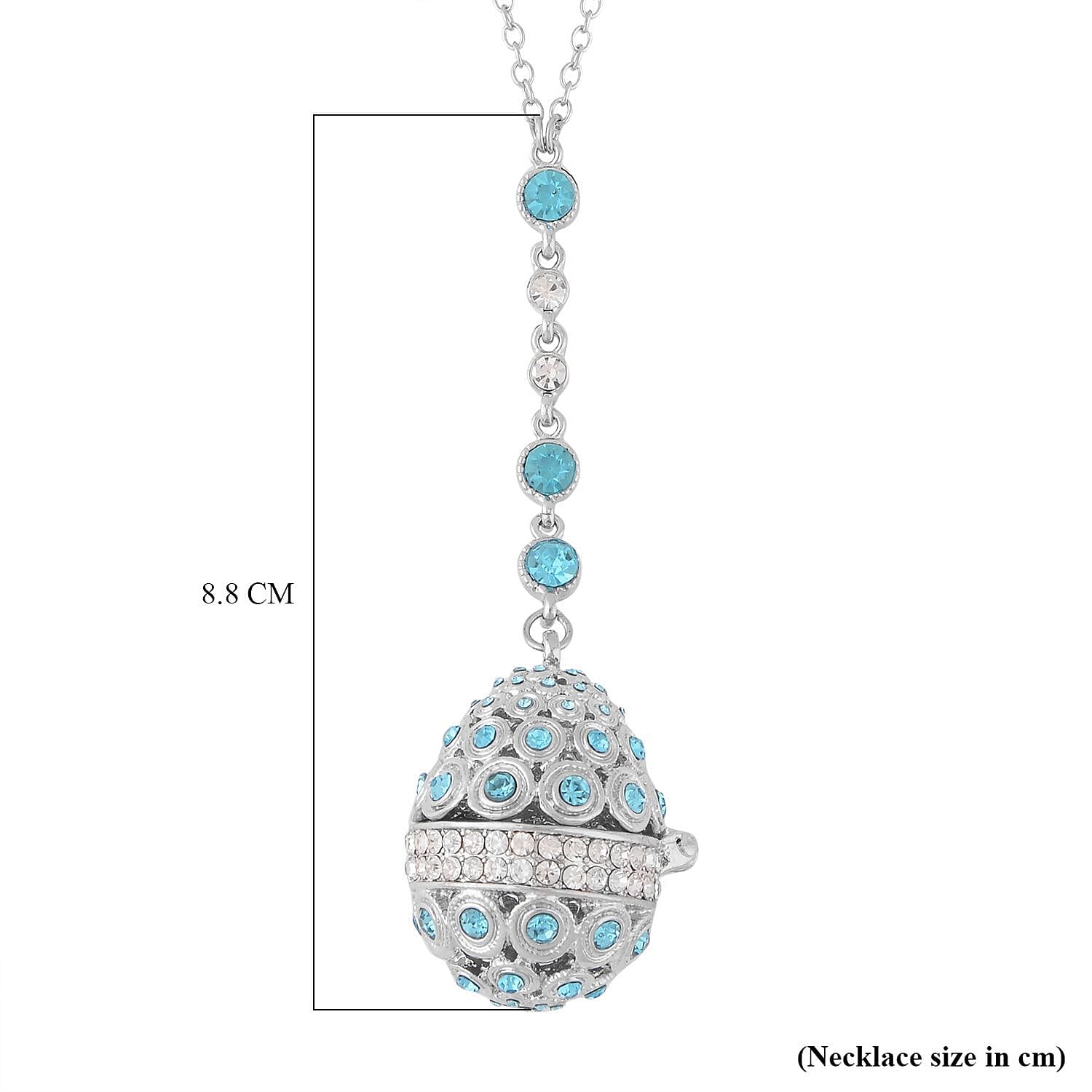 Blue & White Austrian Crystal Necklace (Size - 24 with 2 Ext)