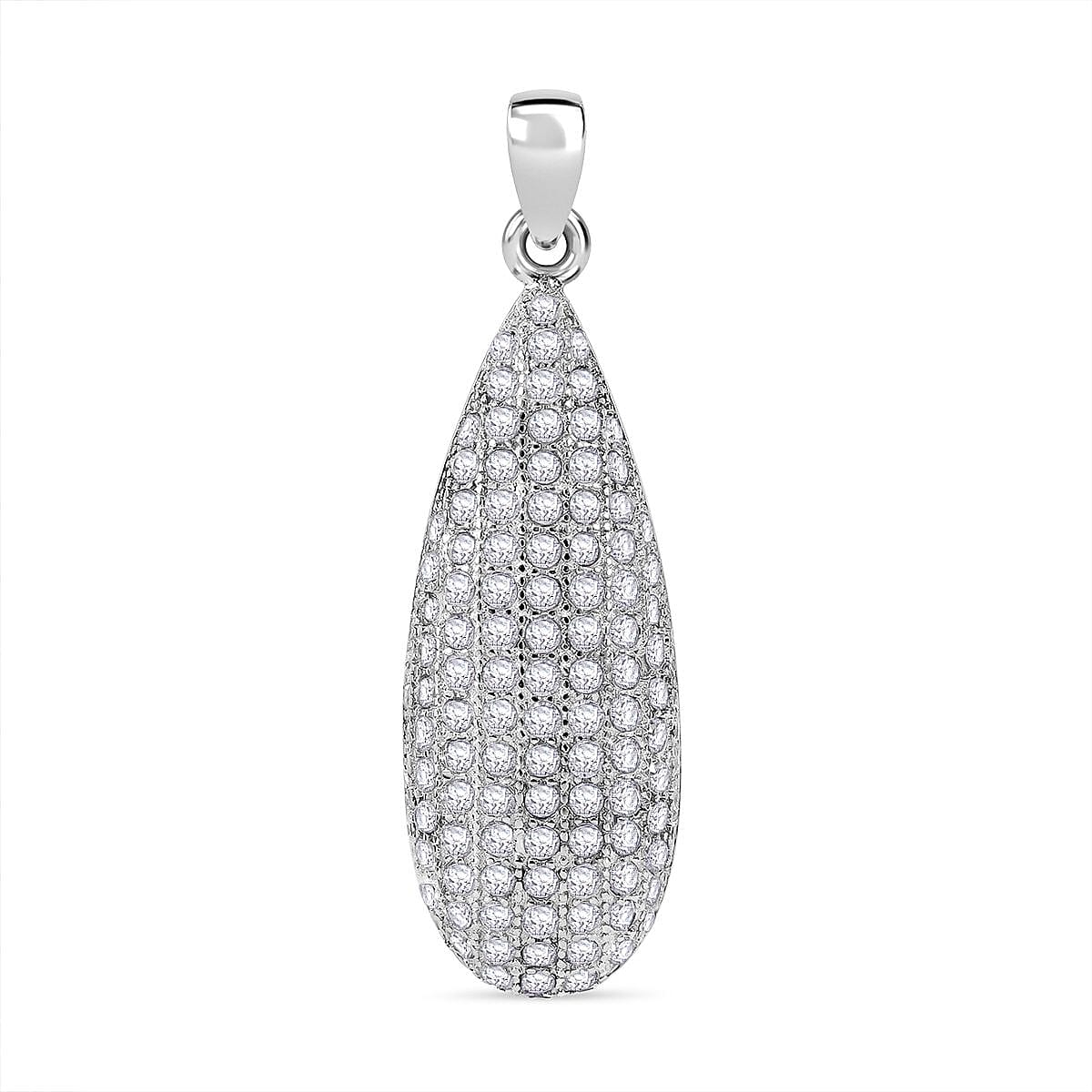 Cubic Zirconia Chandelier Pendant in Rhodium Overlay Sterling Silver