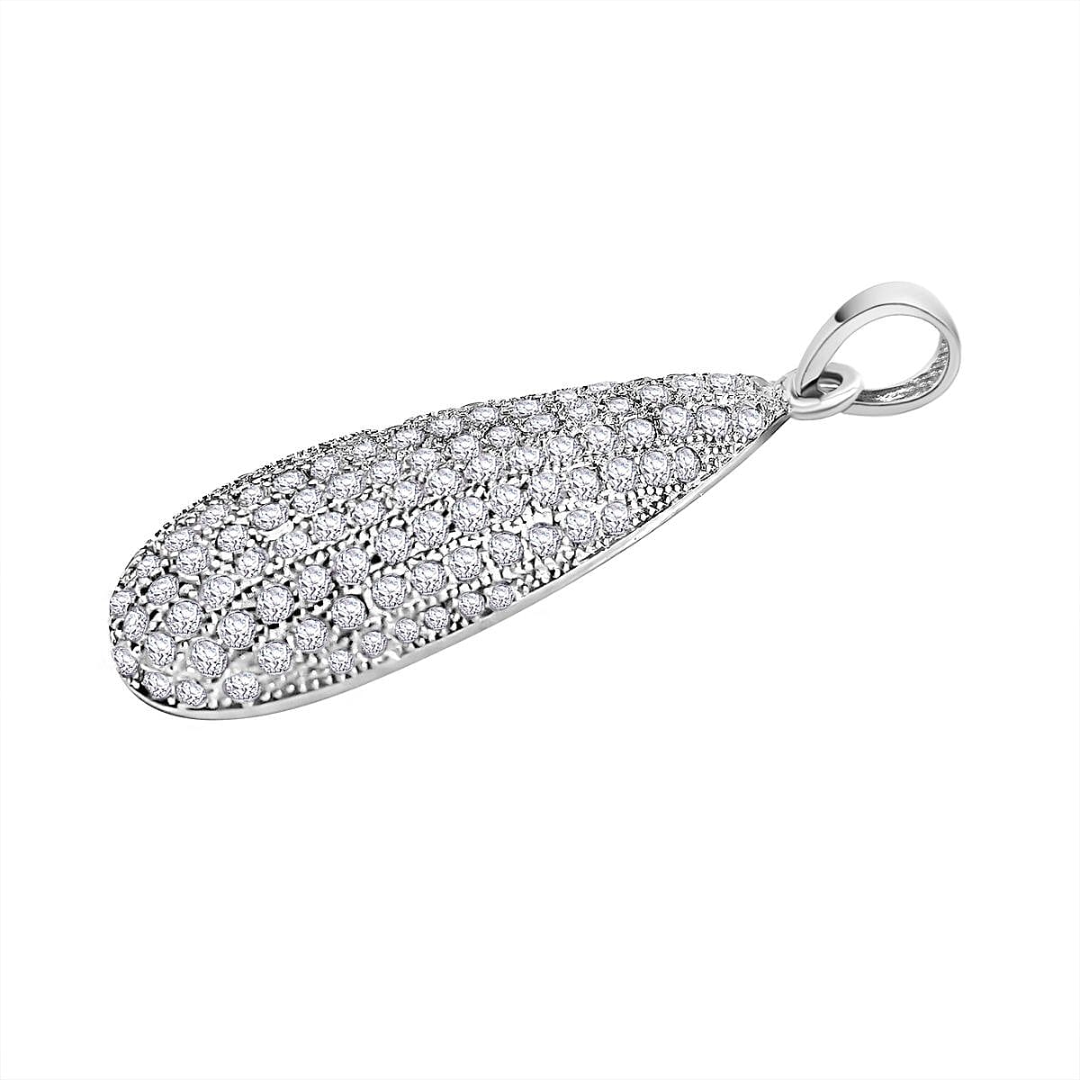 Cubic Zirconia Chandelier Pendant in Rhodium Overlay Sterling Silver