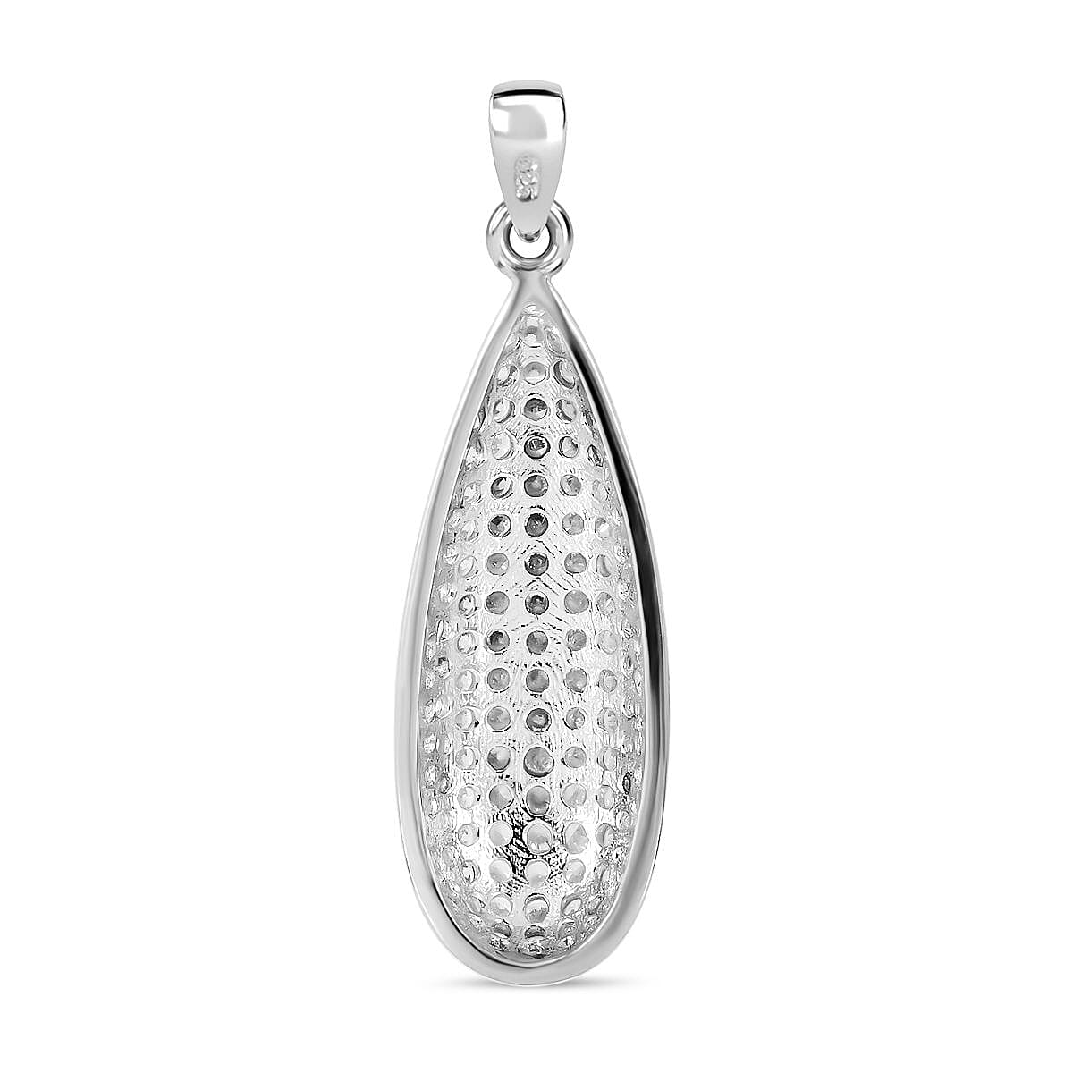 Cubic Zirconia Chandelier Pendant in Rhodium Overlay Sterling Silver