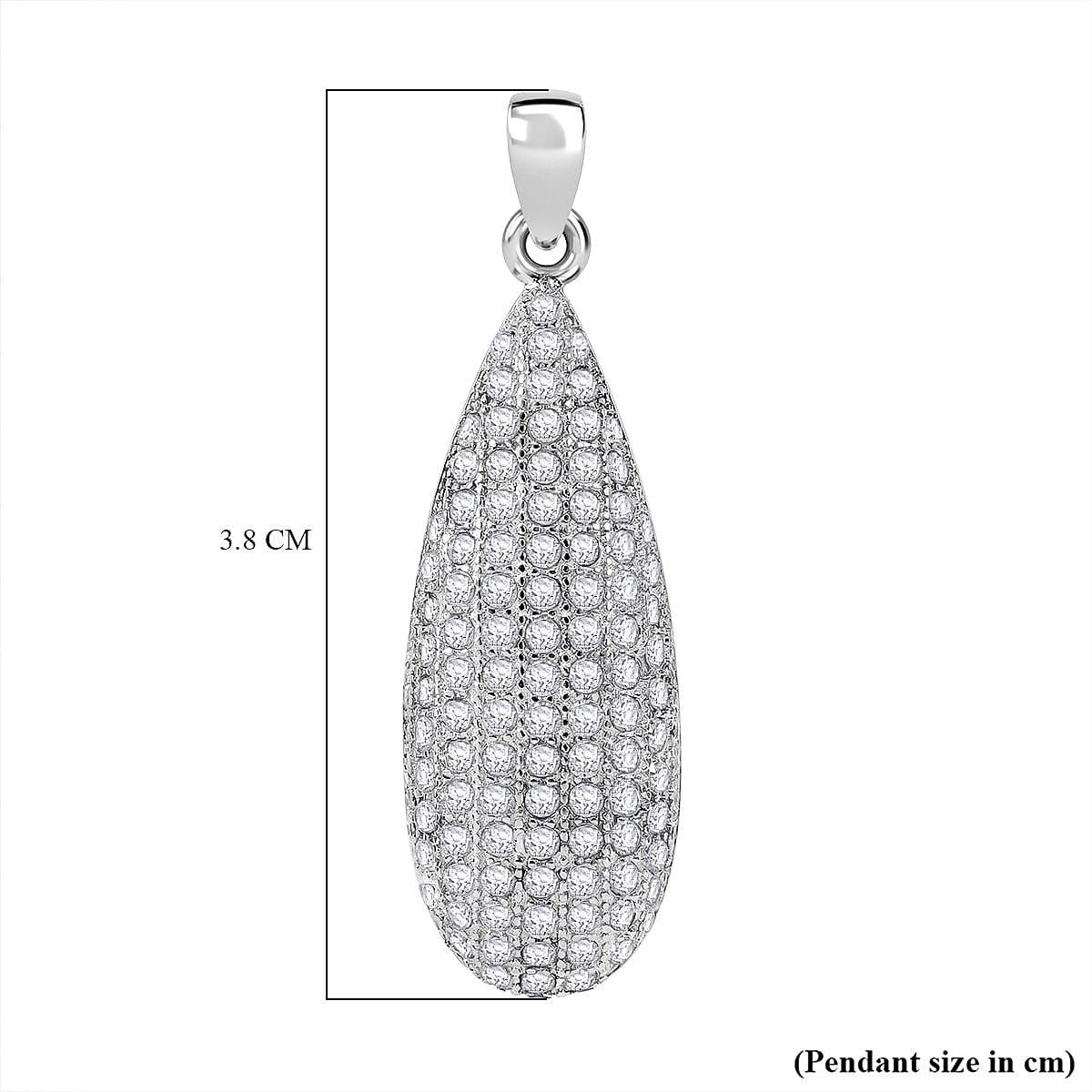 Cubic Zirconia Chandelier Pendant in Rhodium Overlay Sterling Silver