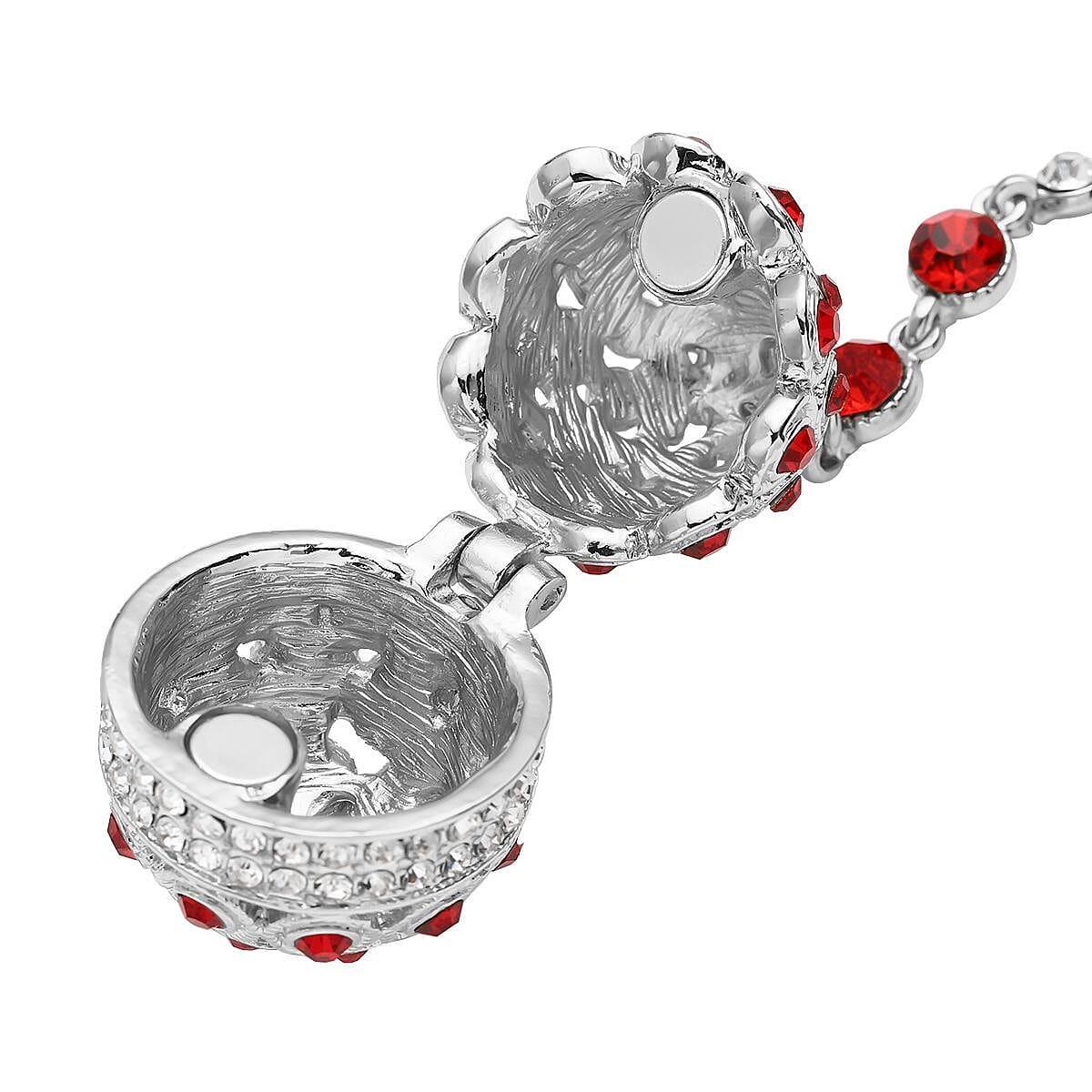 Red & White Austrian Crystal Egg Necklace (Size - 24 with 2 Ext)