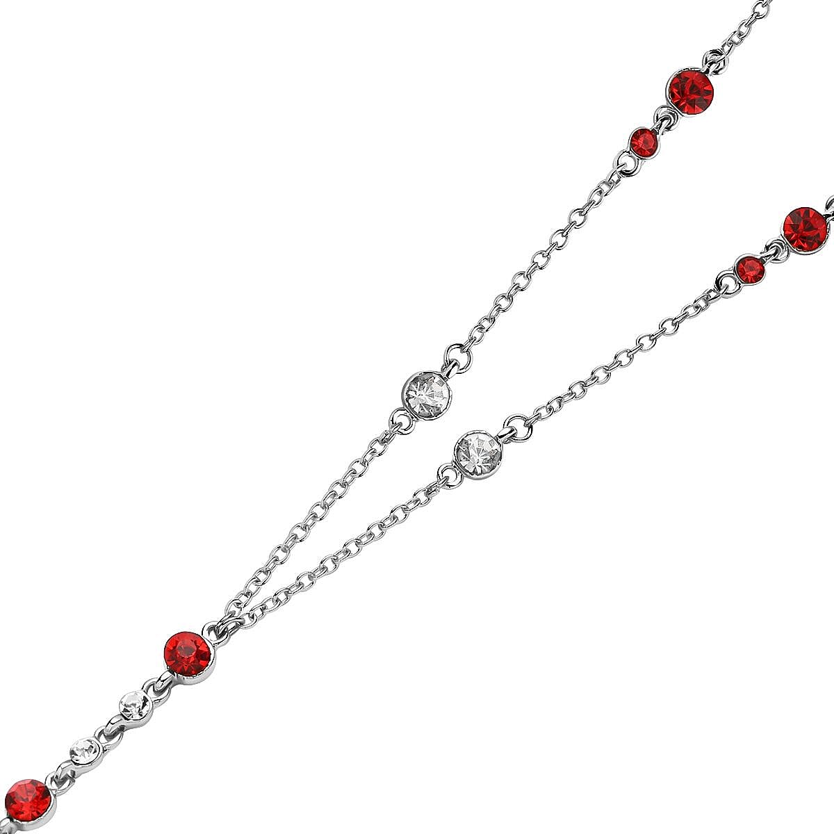 Red & White Austrian Crystal Egg Necklace (Size - 24 with 2 Ext)