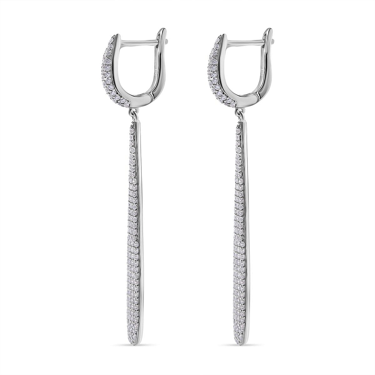 NY Closeout - Cubic Zirconia Chandelier Hoop Earrings in Rhodium Overlay Sterling Silver