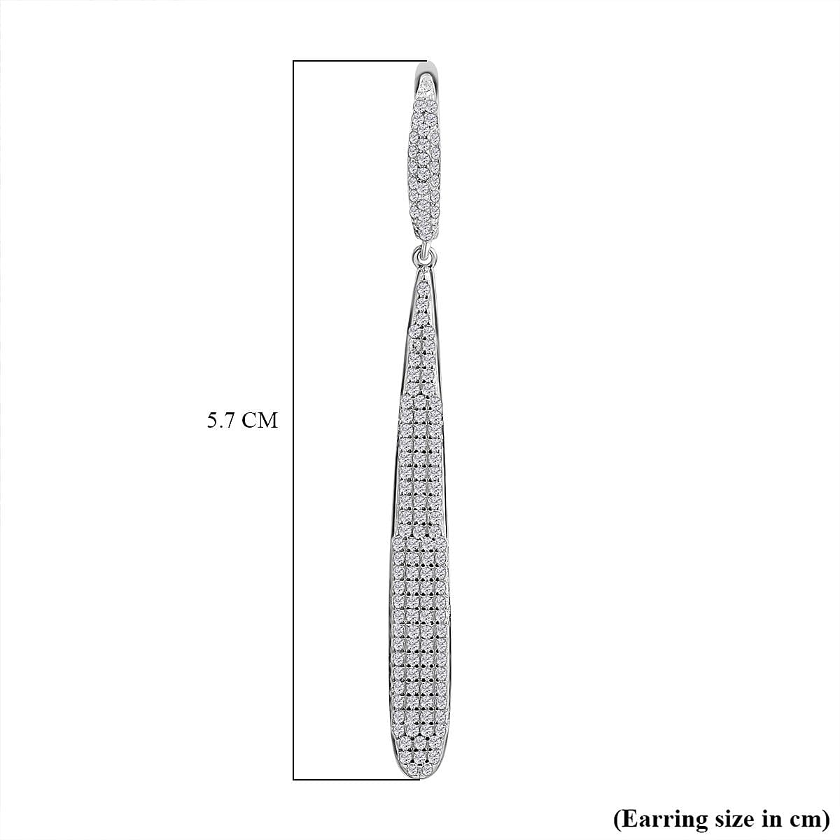 NY Closeout - Cubic Zirconia Chandelier Hoop Earrings in Rhodium Overlay Sterling Silver