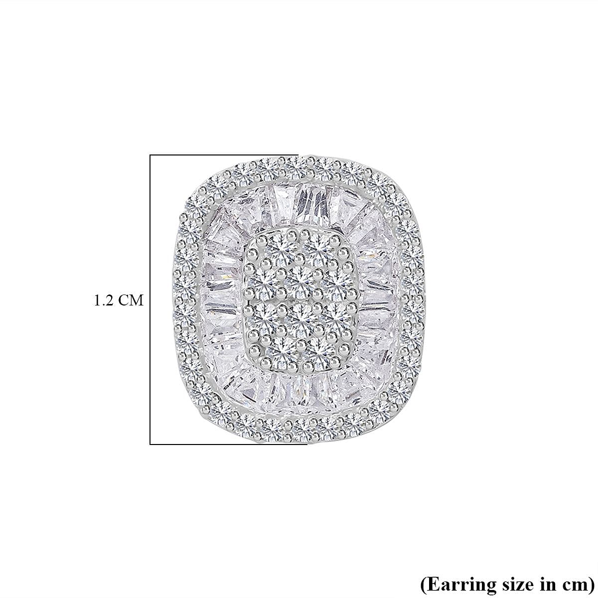 Cubic Zirconia Cluster Earrings With Push Back in Rhodium Overlay Sterling Silver