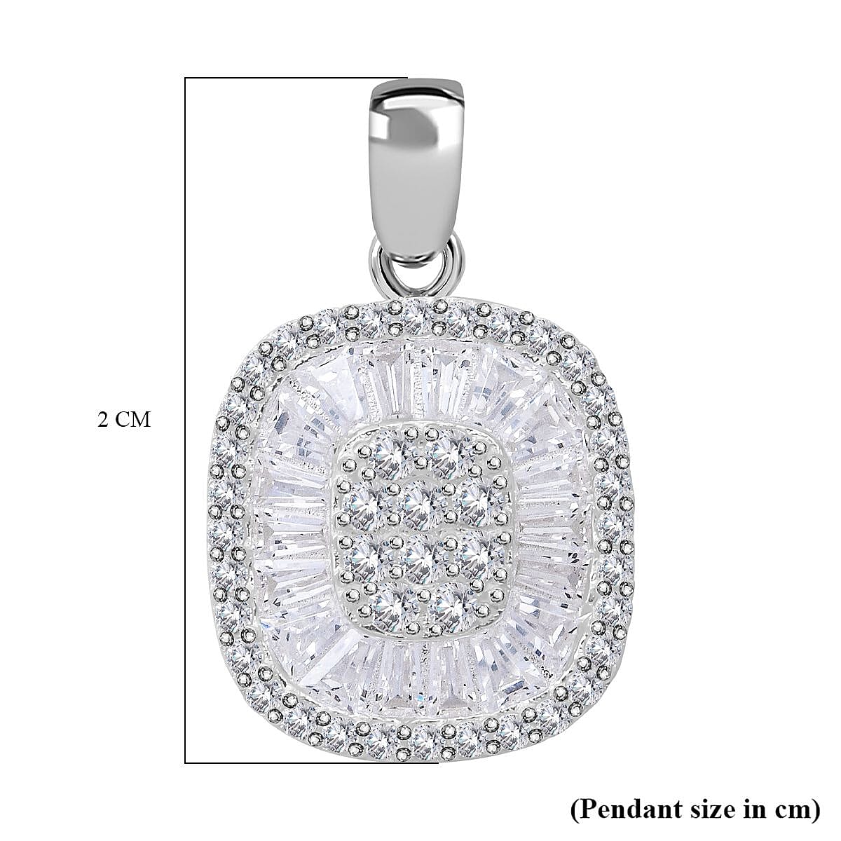Cubic Zirconia Cluster Pendant in Rhodium Overlay Sterling Silver