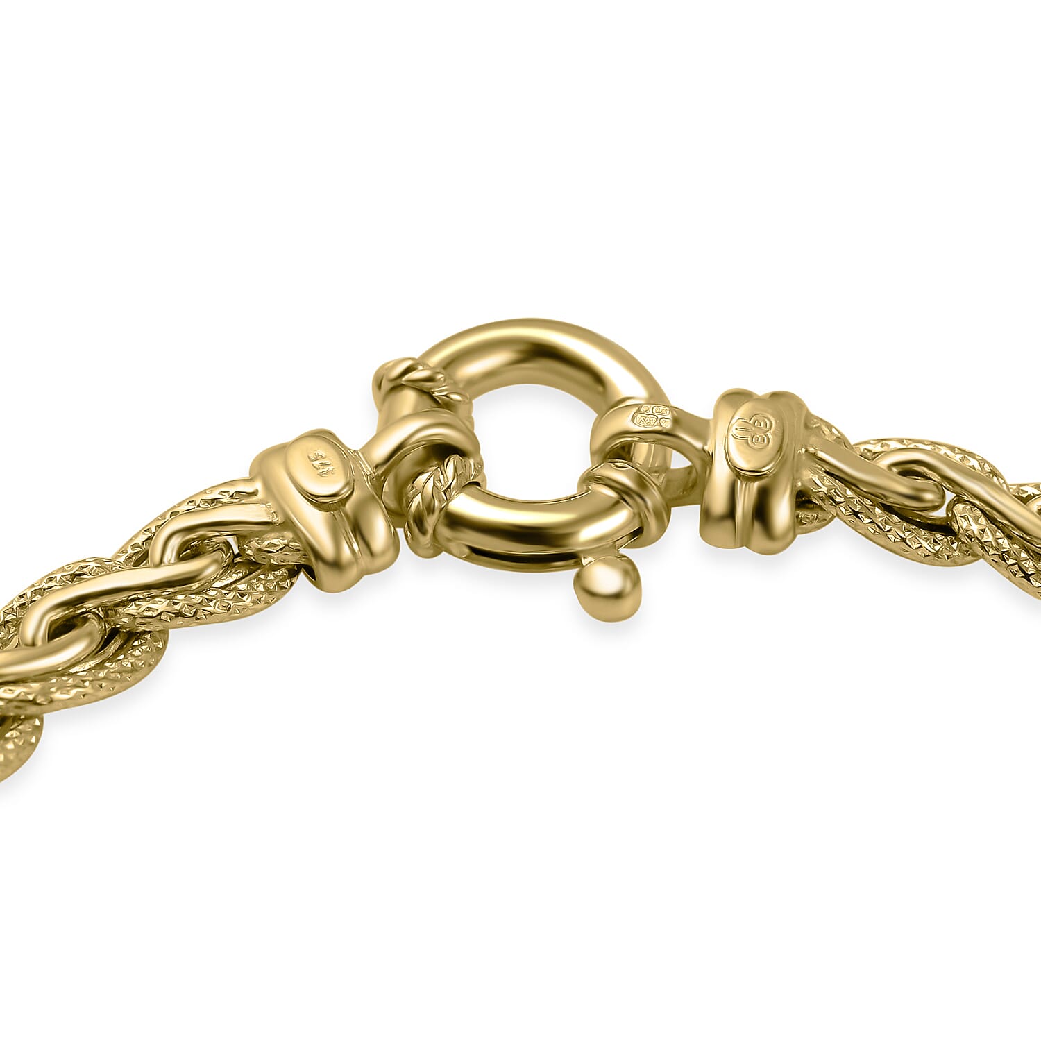 Hatton Garden Closeout - 9K Yellow Gold Textured Link Bracelet (Size - 7.5). Gold Wt 7.21 Gms