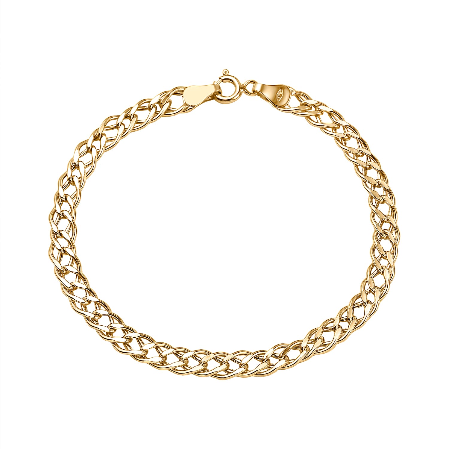 Italian Made One Time Closeout Deal - 9K Yellow Gold Diamond Cut Double Curb Bracelet