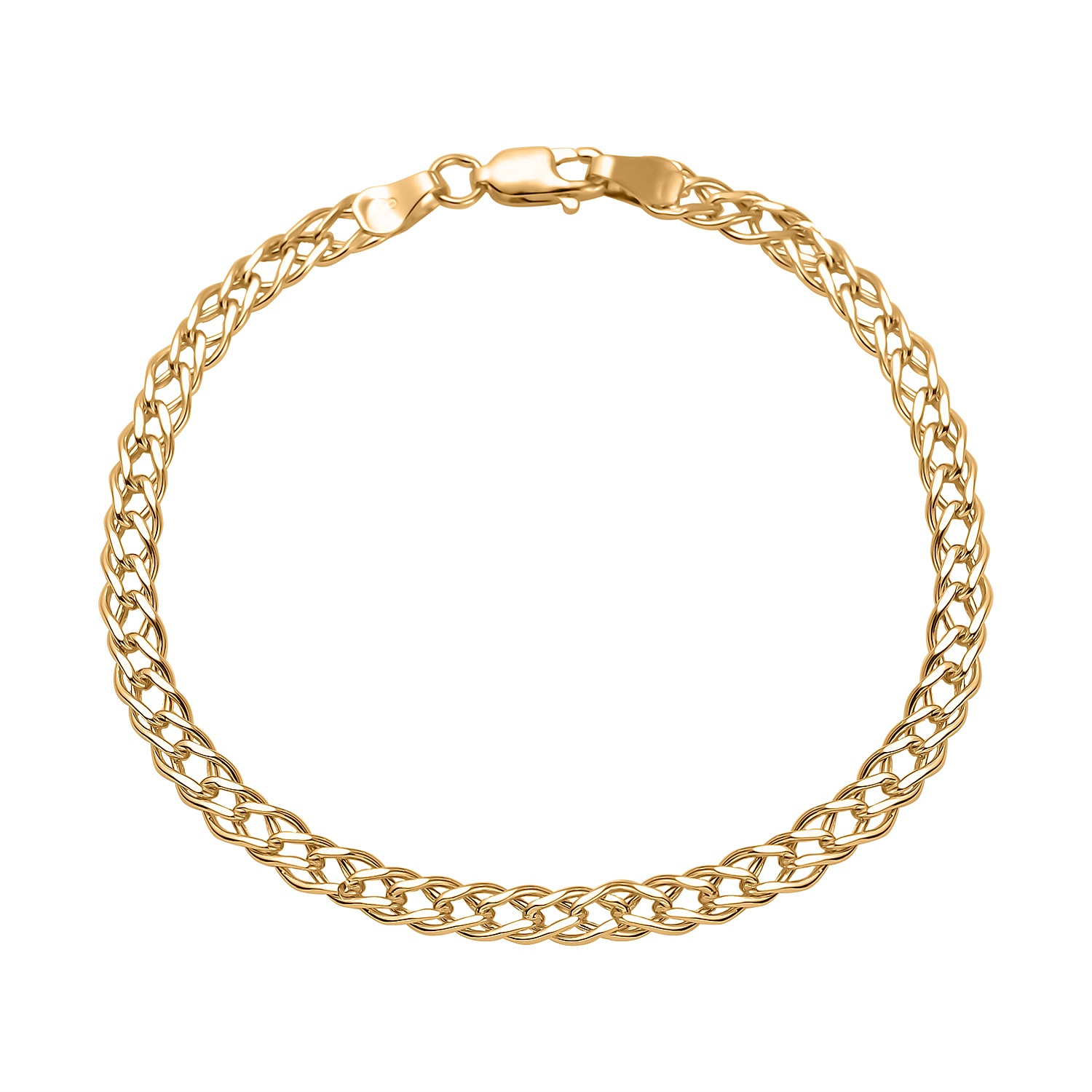 9K Yellow Gold Diamond Cut Fancy Double Curb Bracelet (Size - 7.5) 2.400 Grms