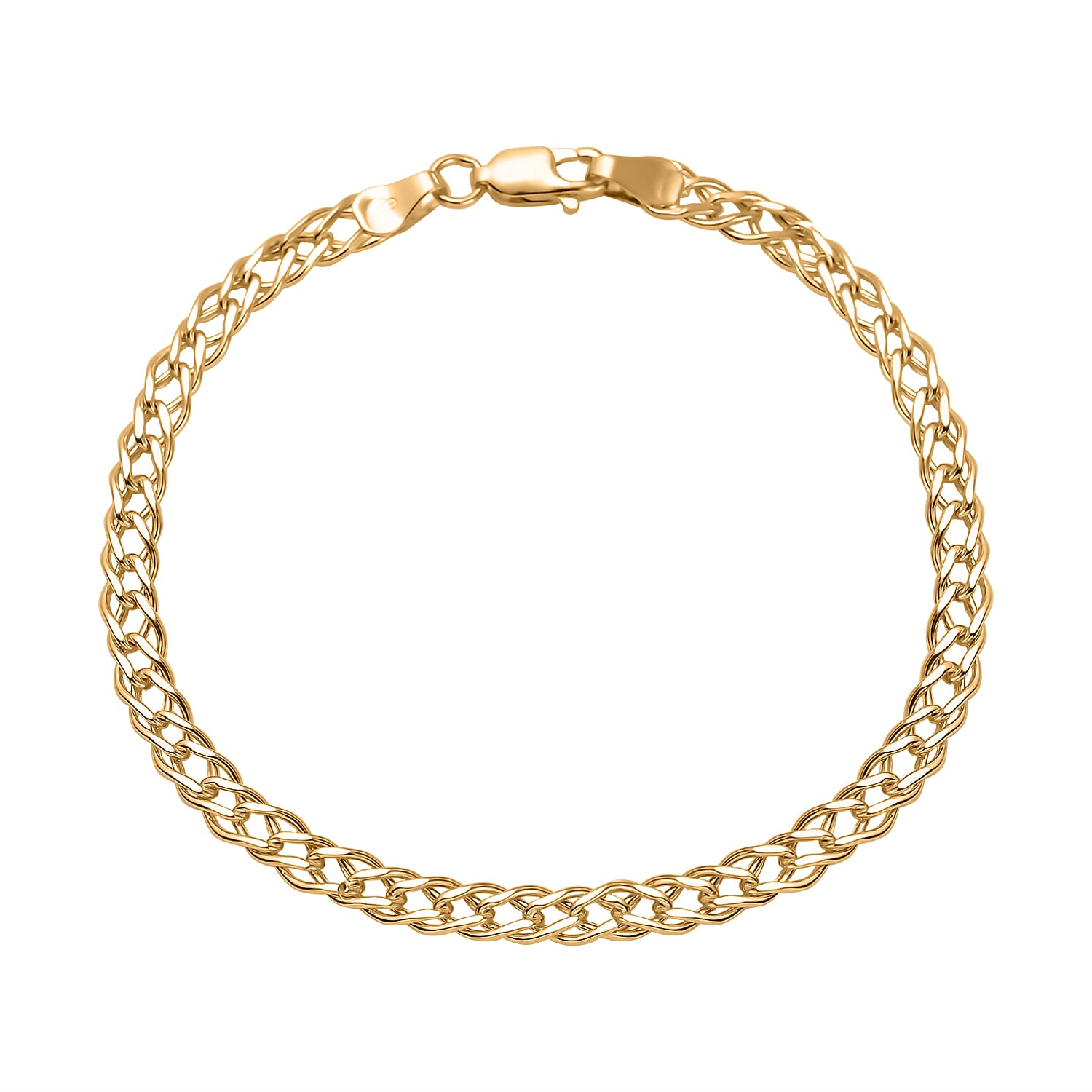 Mega Gold Designer Closeout - 9K Yellow Gold Double Curb Link Bracelet (Size - 7.5)
