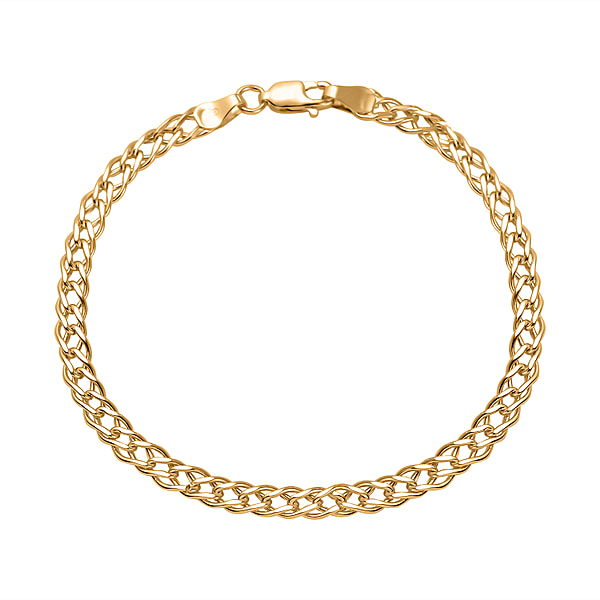 9K Yellow Gold Diamond Cut Fancy Double Curb Bracelet (Size - 7.5) 2.50 ...