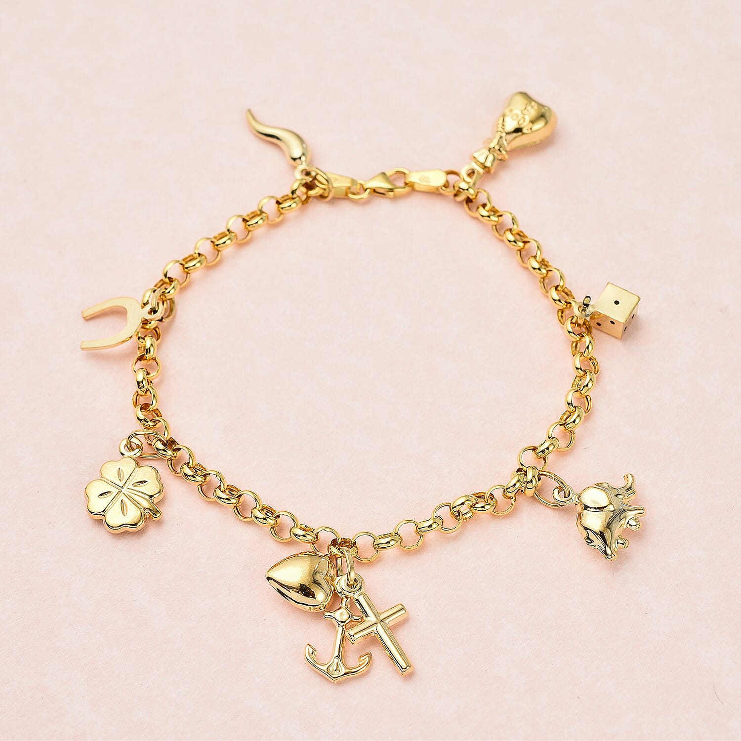 Bangkok Close Out Deal - 9K Yellow Gold Charm Bracelet (Size - 7), Gold Wt. 4.50 Gms