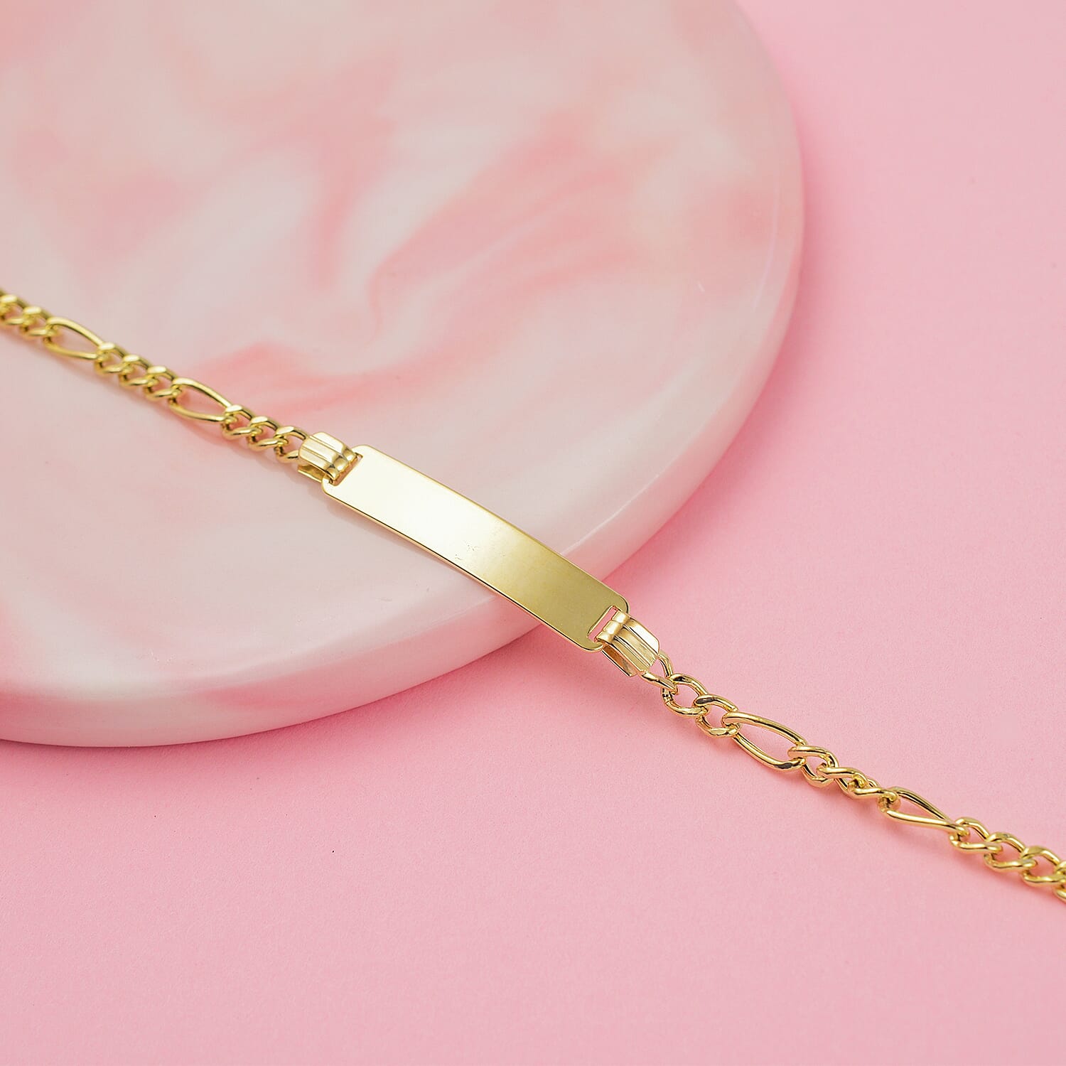 9K Yellow Gold Figaro Bracelet (Size - 7)