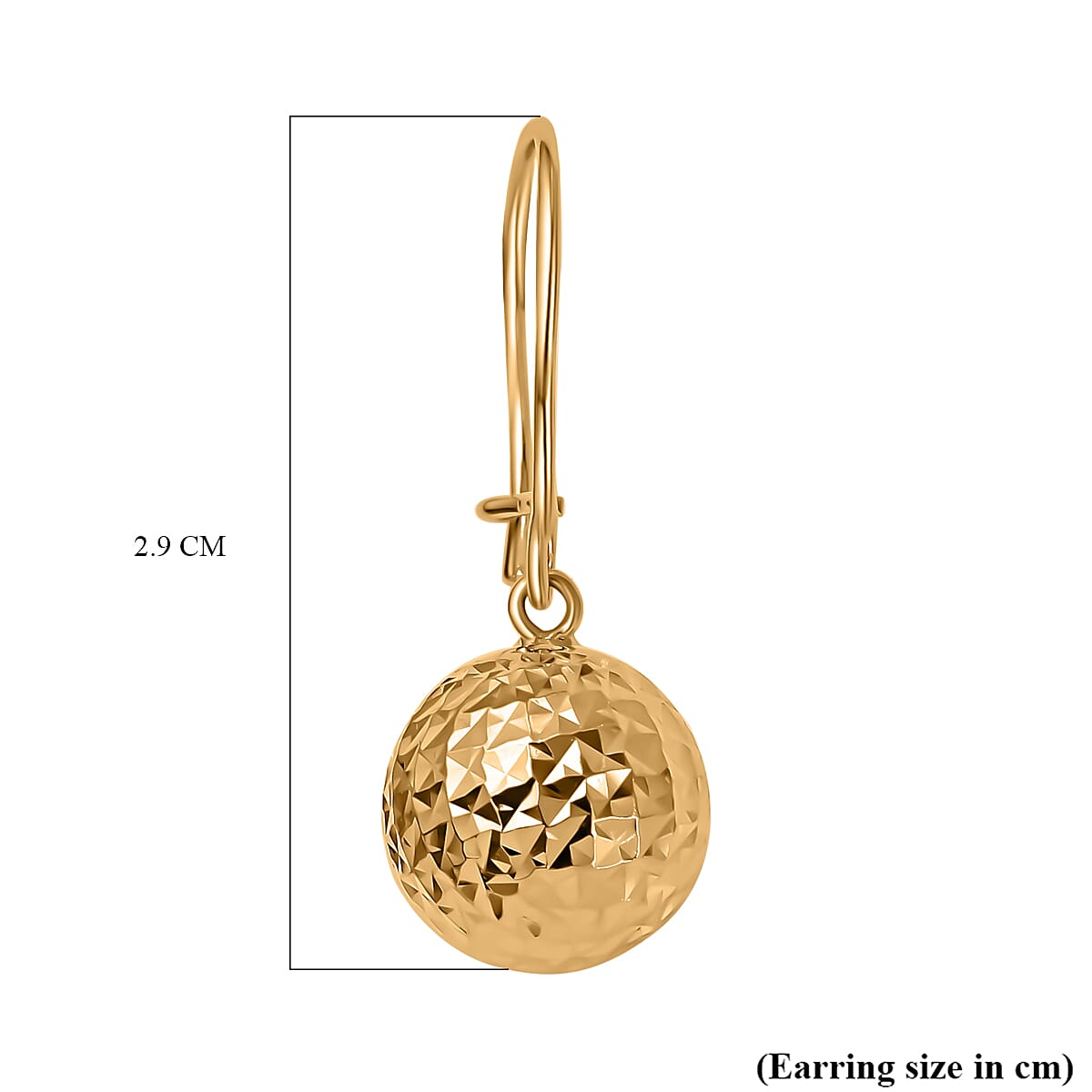 Italian Made- 9K Yellow Gold Diamond Cut Ball Earrings