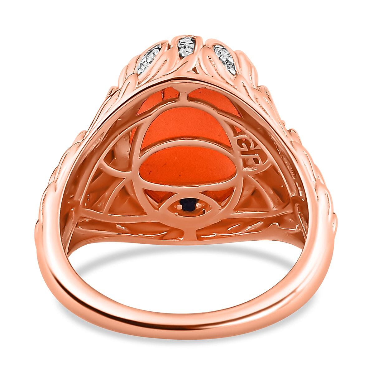GP Italian Garden Collection - Natural Pink Opal & Zircon Ring in 18K RG Vermeil Plated Sterling Silver 5.00 Ct.