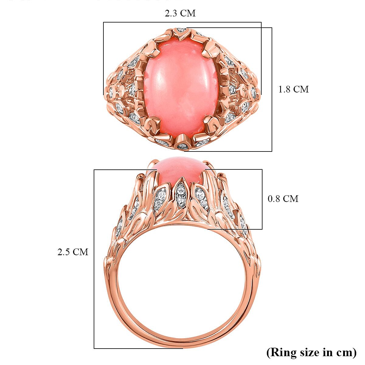 GP Italian Garden Collection - Natural Pink Opal & Zircon Ring in 18K RG Vermeil Plated Sterling Silver 5.00 Ct.