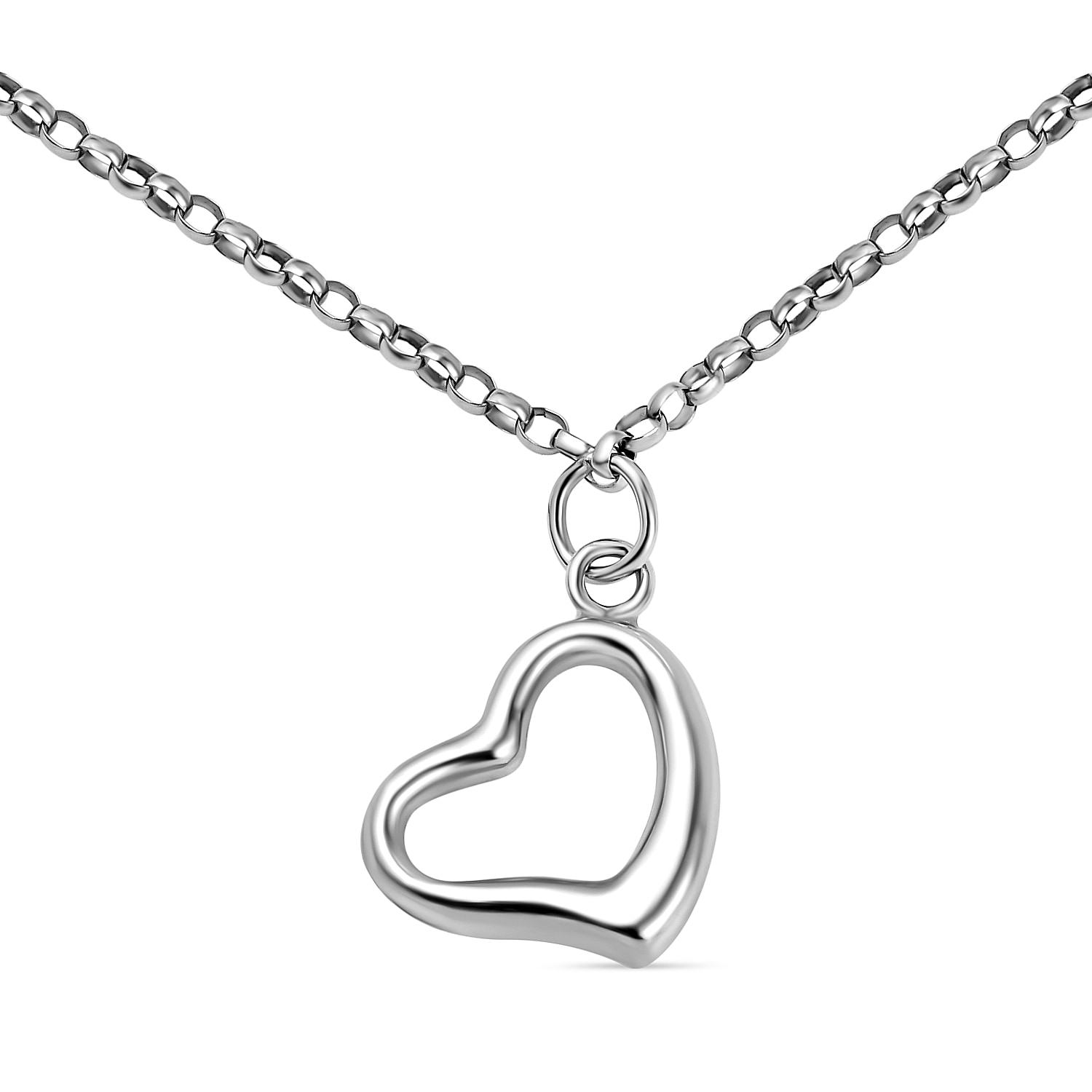 9K White Gold Belcher Heart Necklace (Size -18)