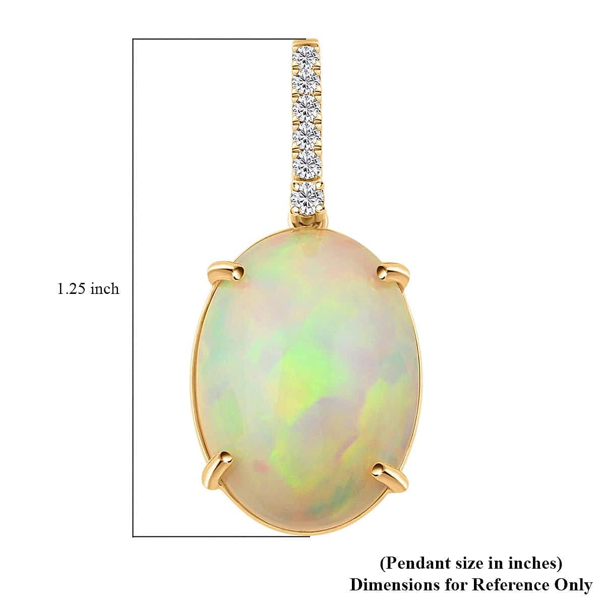 10K Yellow Gold  AAA   Ethiopian Opal ,  White Diamond  I2 Pendant 6.96 ct,  Gold Wt. 2.57 Gms  6.960  Ct.