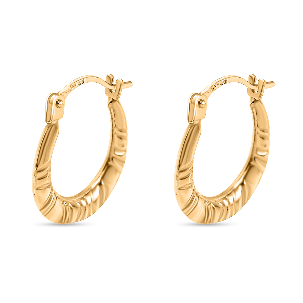 Hatton Garden Close Out Deal - 18K Yellow Gold Diamond Cut Creole Hoop Earrings