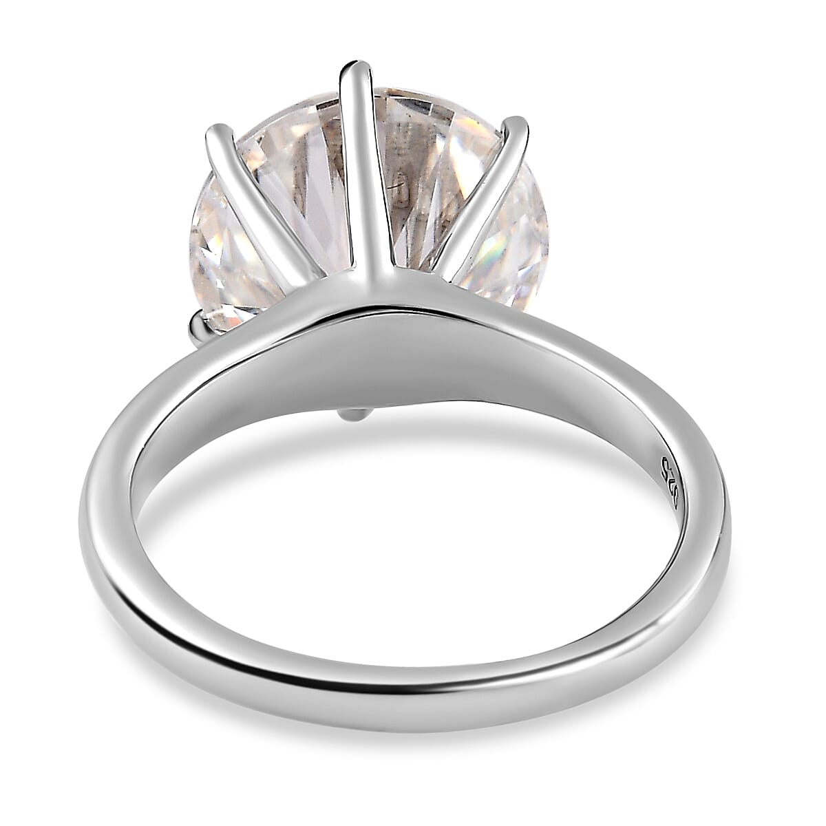 D'Joy Moissanite Solitaire Ring in Platinum Overlay Sterling Silver 5.13 Ct.